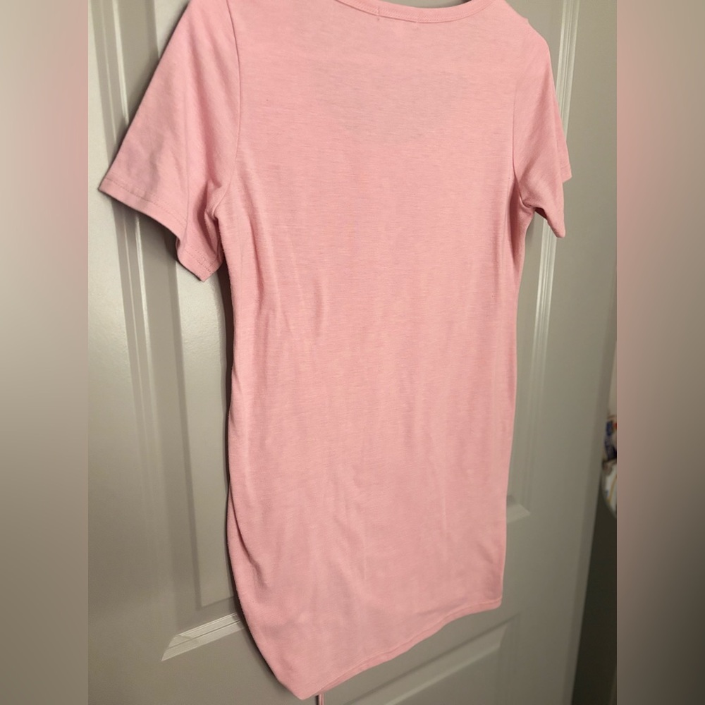 Pink Ruched Maternity Scoop Neck Tee - Picture 7 of 7